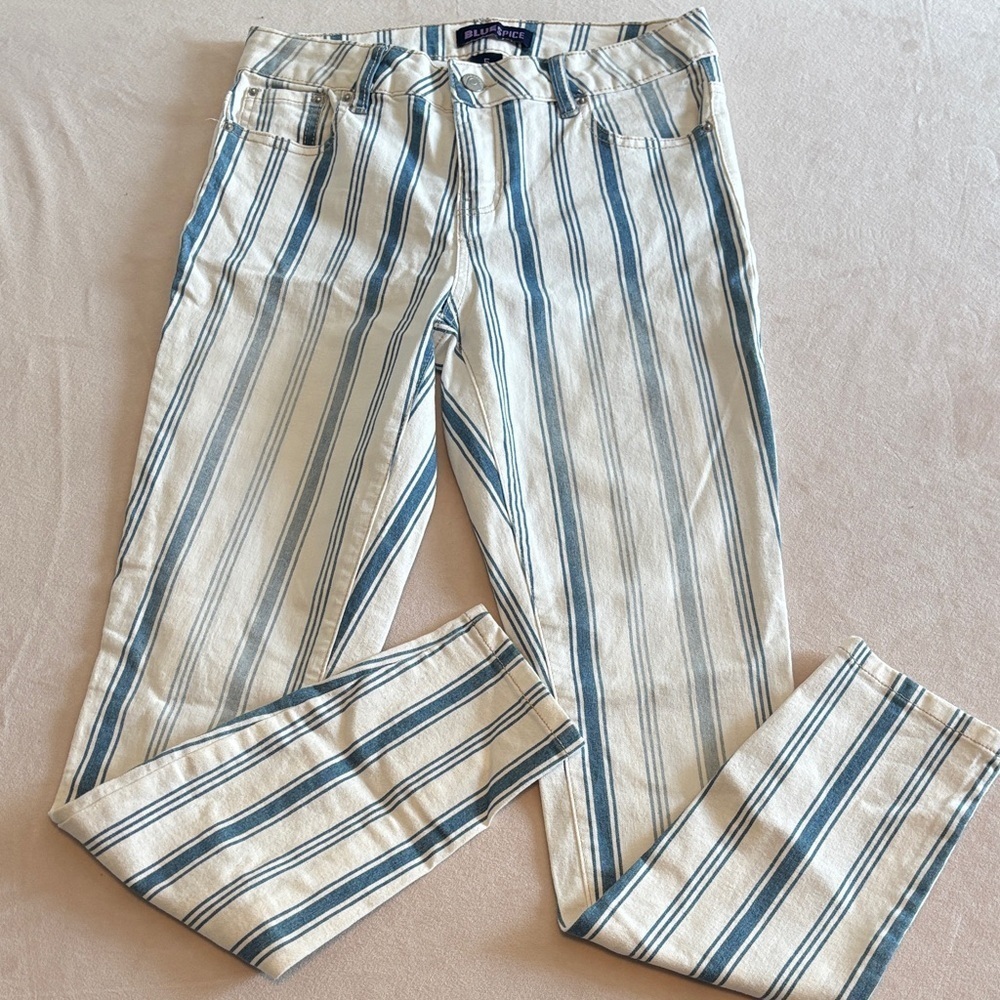 Blue Spice High Waist Ankle Striped Pants Size 5